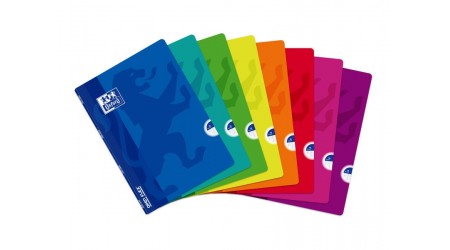 LIBRETA GRAPADA A4 OXFORD 48 H. CUADRICULA 5x5 90 GR. TAPA POLIPROPILENO COLORES SURTIDOS