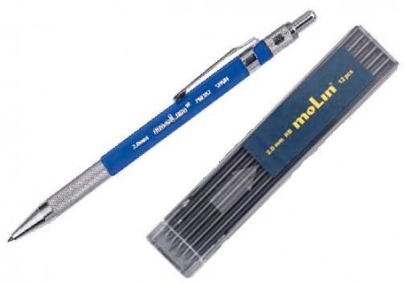 PORTAMINAS MOLIN CON GRIP METALICO Y CLIP 2 MM + 12 MINAS HB