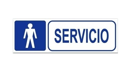 CARTEL SEÑALIZADOR PVC SERVICIO DE CABALLEROS 210X74 MM.