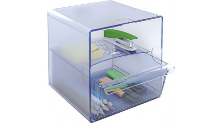 ARCHICUBO AZUL TRANSLUCIDO CON 1 CAJON GRANDE + HUECO 190X150X150MM