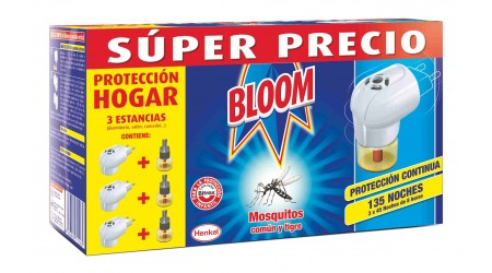 INSECTICIDA BLOOM LIQUIDO ANTIMOSQUITOS 3 APARATOS + 3 RECAMBIOS