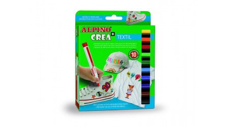 ROTULADOR TEXTIL ALPINO CAJA 10 UNIDADES COLORES